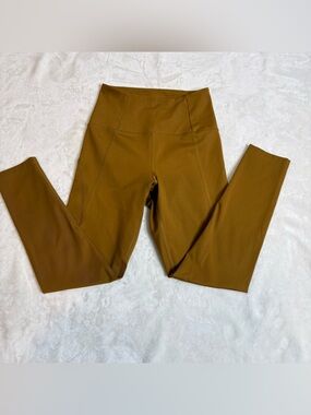 Girlfriend Collective High Rise Pocket Leggings ankle Size XS Mustard